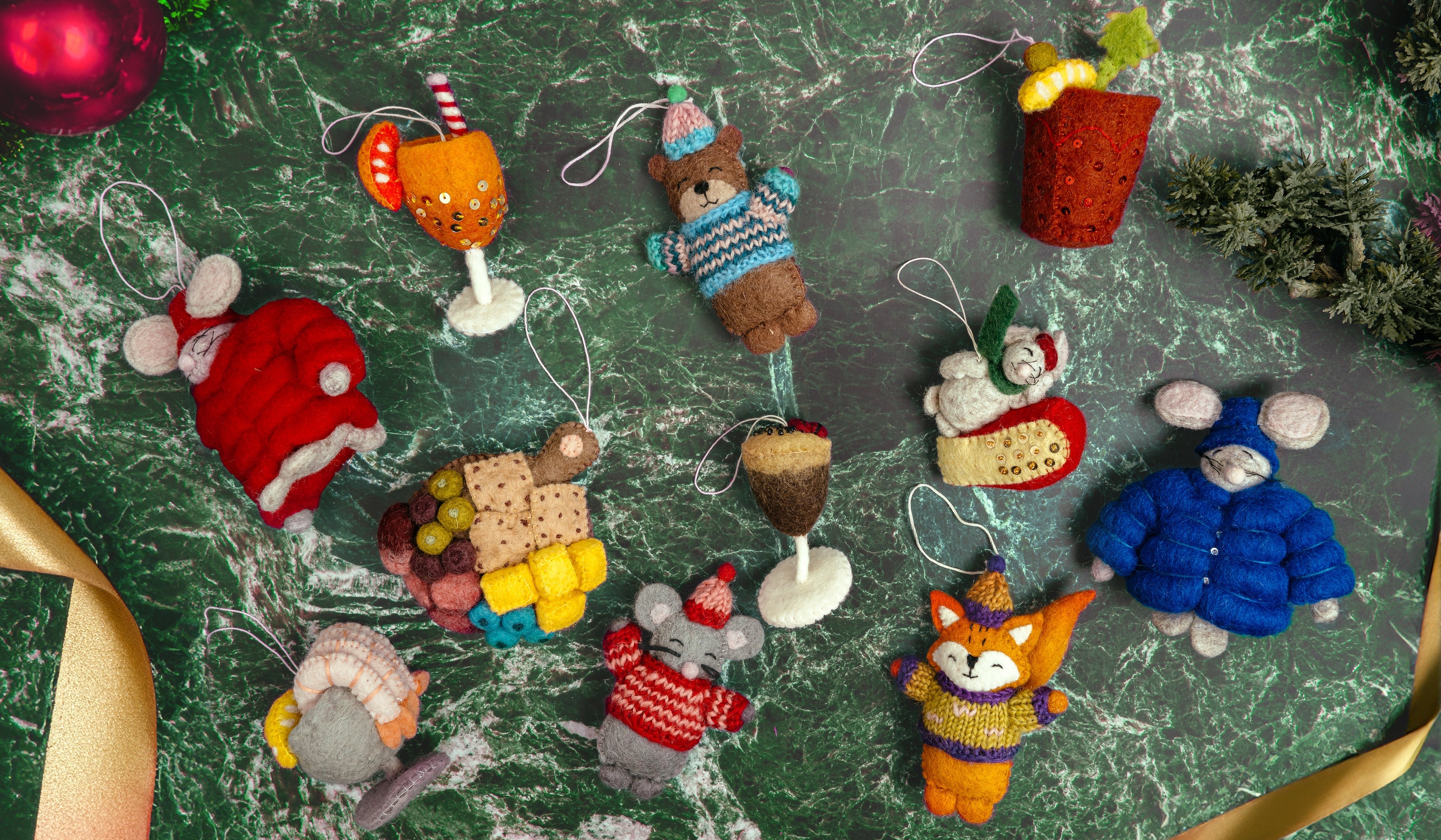 Felt Cocktail Ornaments