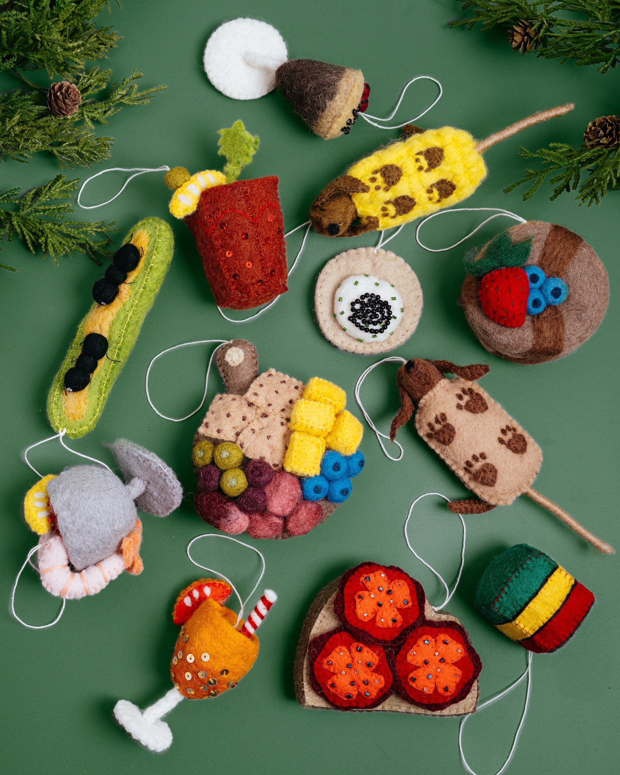 Felt Cocktail Ornaments