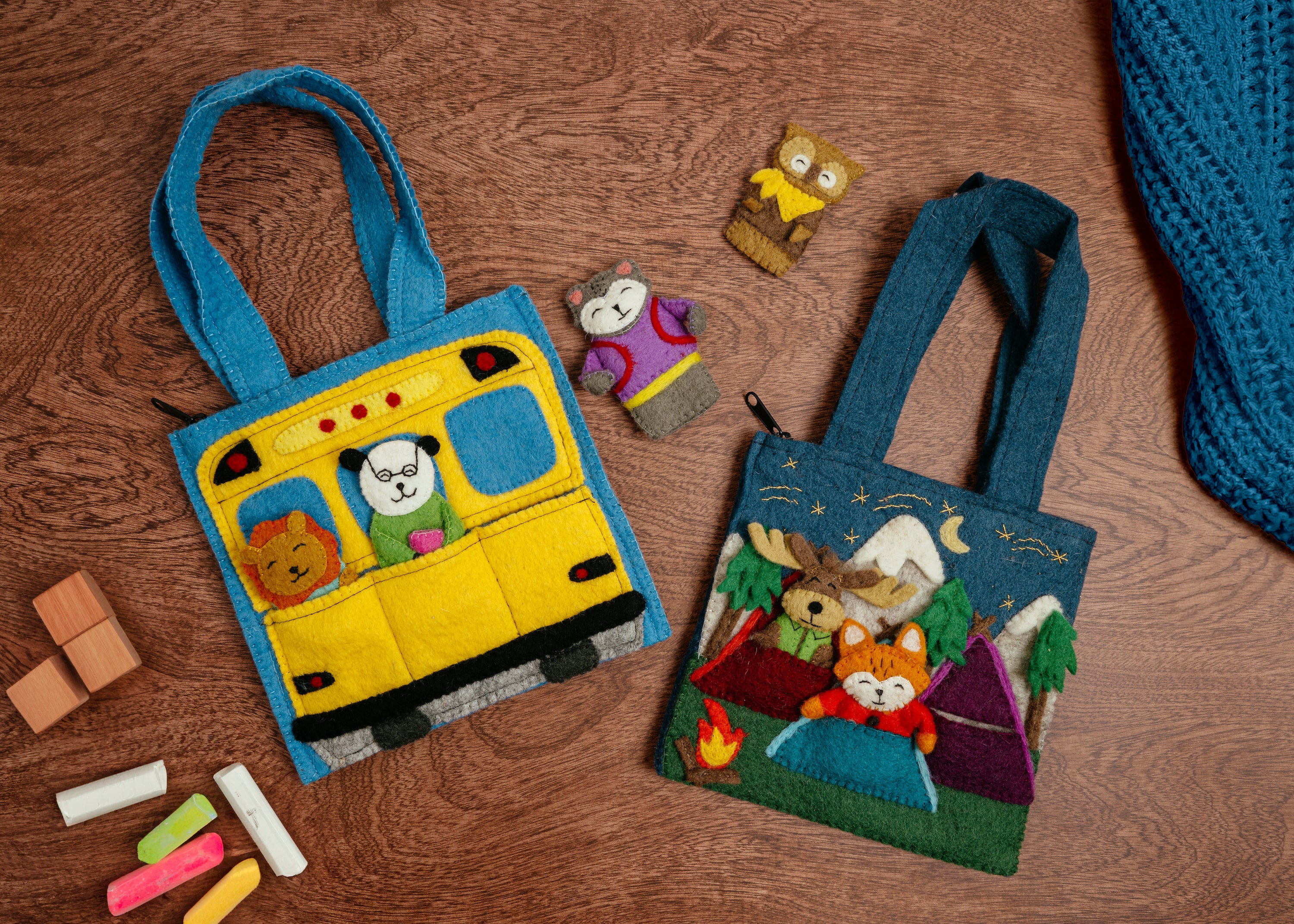 School Bus Puppet Bag