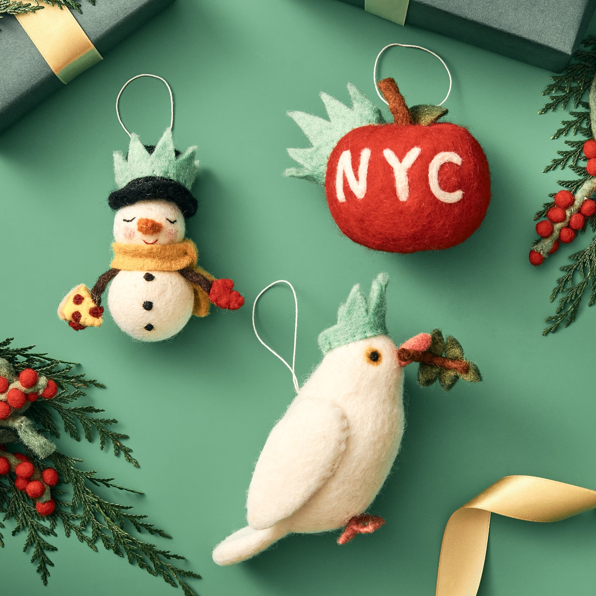 Felt Big Apple Ornament